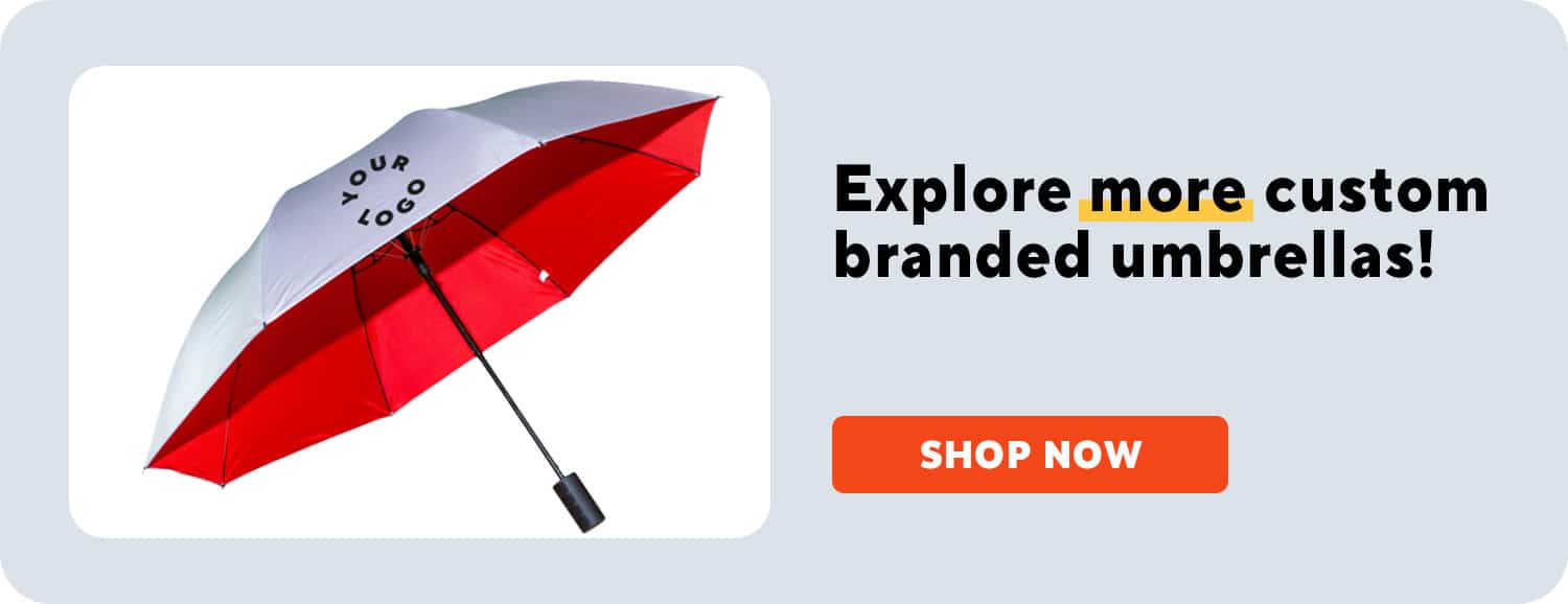 Grey and red umbrella with your logo printed on it | Shop Custom Outdoor & Leisure Merchandise at StaplesPromo.com