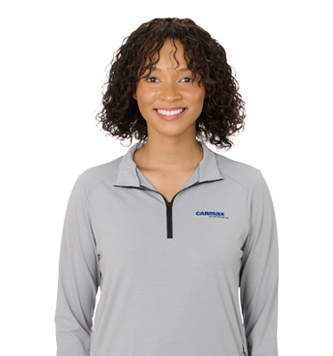 light gray pullover with blue logo