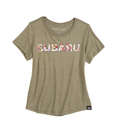 green Subaru design ladies tee