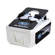 Subaru branded cornhole game cooler