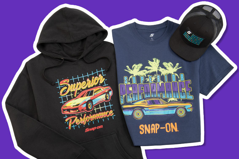 Folded apparel and caps on display