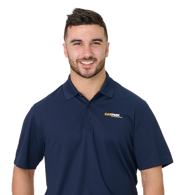 navy polo with gold and white logo