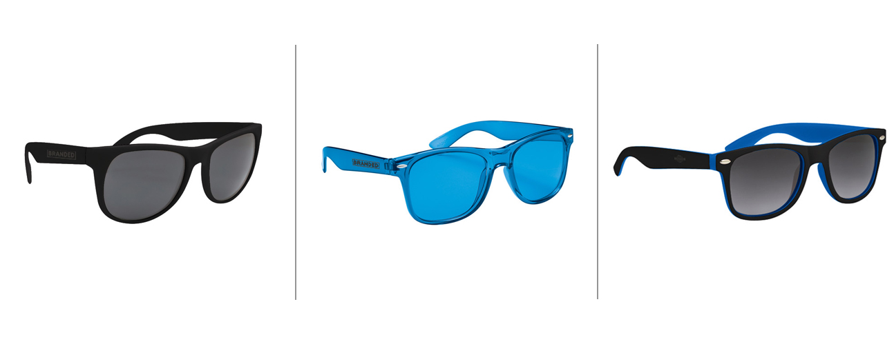 Rubberized Sunglasses, Translucent Malibu Sunglasses and Two-Tone Malibu Sunglasses