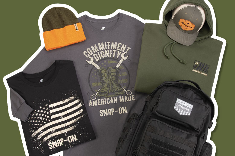 Folded apparel and caps on display