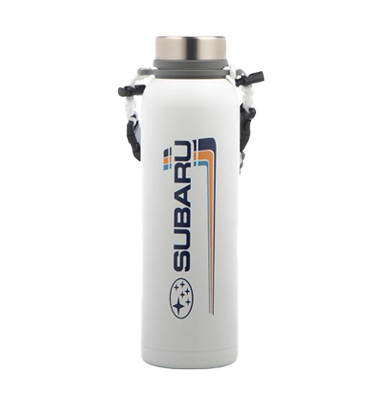 white waterbottle with subaru logo