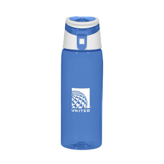 Blue sport bottle with white lid