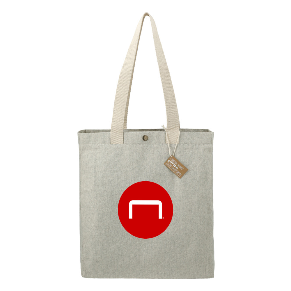 Large custom tote bag with a full-size red Staples logo as a stand-in for your brand's logo.