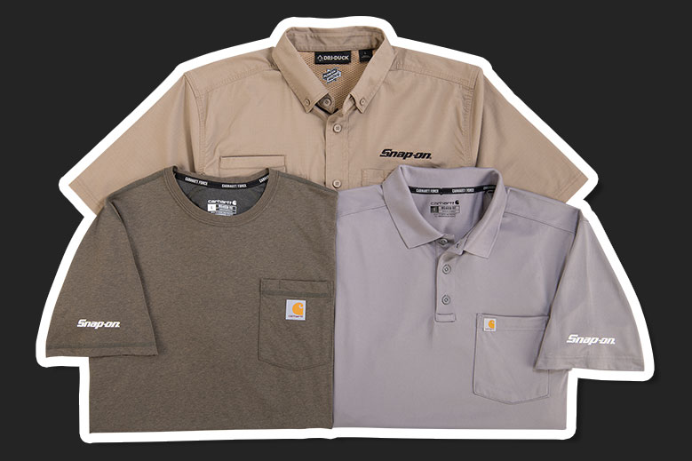 Folded apparel and caps on display