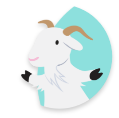 Salesforce goat cartoon with arms wide