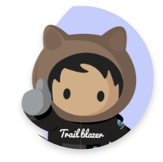 Salesforce mascot cartoon giving a thumbs up in a black Trailblazer hoodie