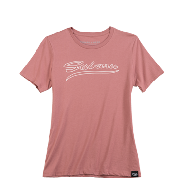 coral Subaru design ladies tee