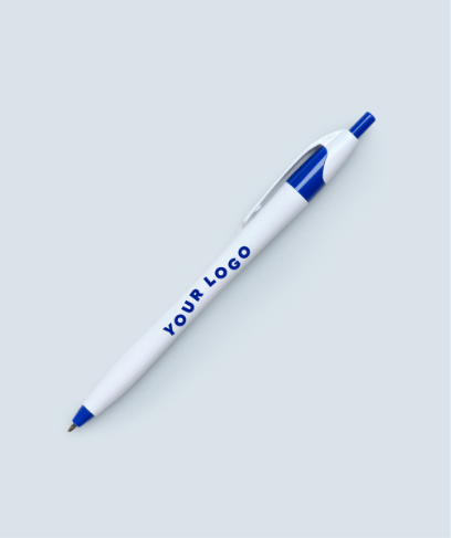 White and Blue Pen with Your Logo