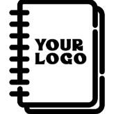 An illustrative icon, your logo on a notebook