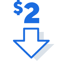 Blue Under $2 and Downward Arrow