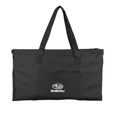 gray subaru branded utility tote