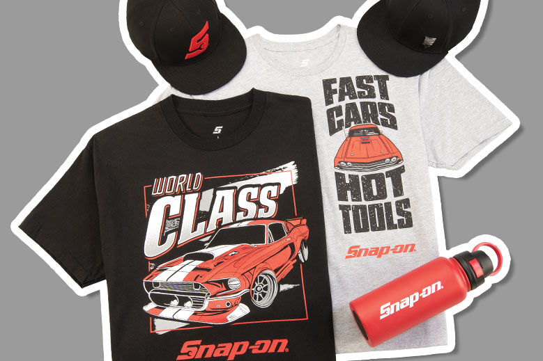 Folded apparel and caps on display