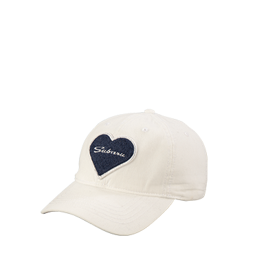 cream Subaru heart patch baseball cap