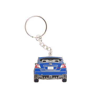 blue subaru car metal keychain